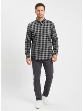 Leo Chevalier Mens Large Plaid Button Down Shirt Black White Non-Iron NWOT